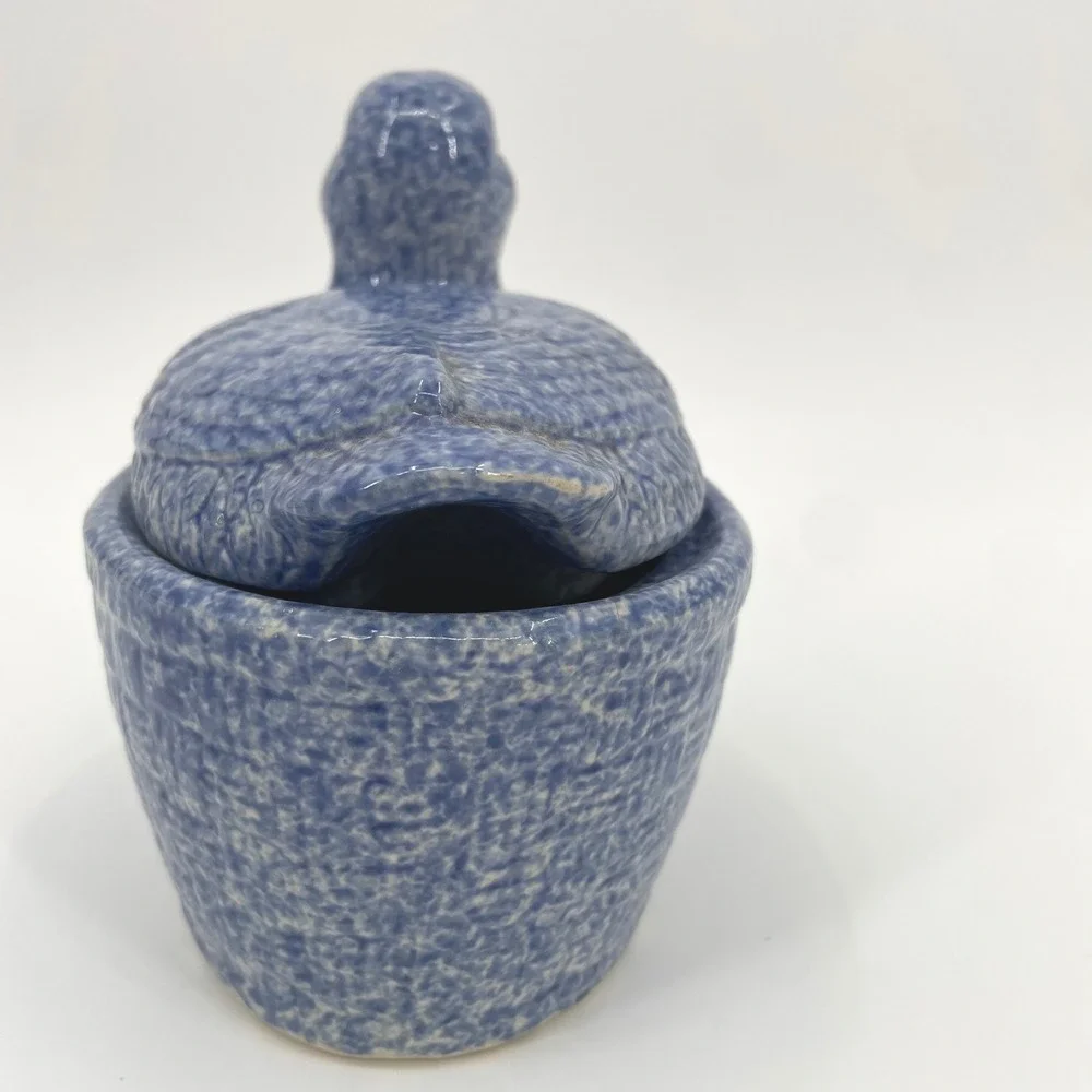 Unbranded Duck Trinket Box Blue Sponge Ware Ceramic Country Cottage‎ Decor Small